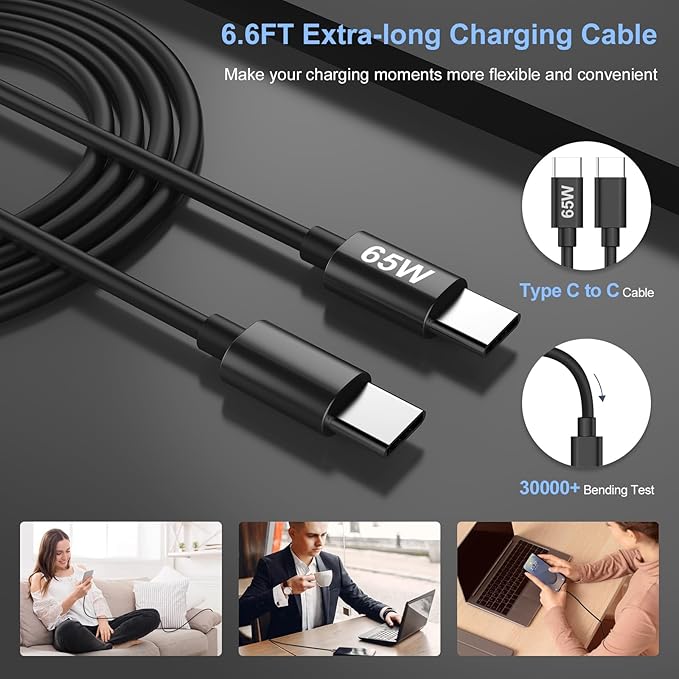 45W USB C Fast GaN Charger for Google Pixel 9 Pro XL/9 Pro/9/8 Pro/8/8a/7 Pro/7a/7/6/5/4 XL, Aymla 45 Watt Type C Adapter PD 3.0/PPS Wall Plug Charging Rapidly Block with 6.6FT C to C Cable (Black)