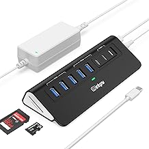 Powered USB Hub 10Gbps, intpw YH6AC Plus 10-Port USB 3.2 Hub(USB A/USB C 3.2+3 USB-A 3.0+2 PD 45W Fast Charging Ports+SD/TF Card Reader), 65W Power Adapter,Aluminum USB HUB for PC/Laptop,iPhone 17/16