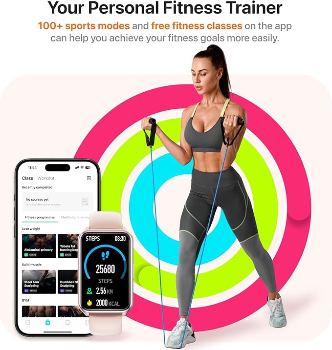 Smart Watch Fitness Tracker with Make Call 24/7 Heart Rate Blood Pressure Sleep Monitor, 100+ Sports Modes, Calorie Step Counter for Walking, IP68 Waterproof, Smart Watches for Men Women