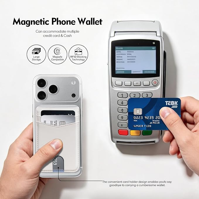 Compatible with Magsafe Case with Card Holder for Men Women Magnetic Ultra-Thin Wallet Bracket Adjustable Bracket for iPhone 17/16/15/14/13/12 Pro/Pro Max/PlusSeries,White
