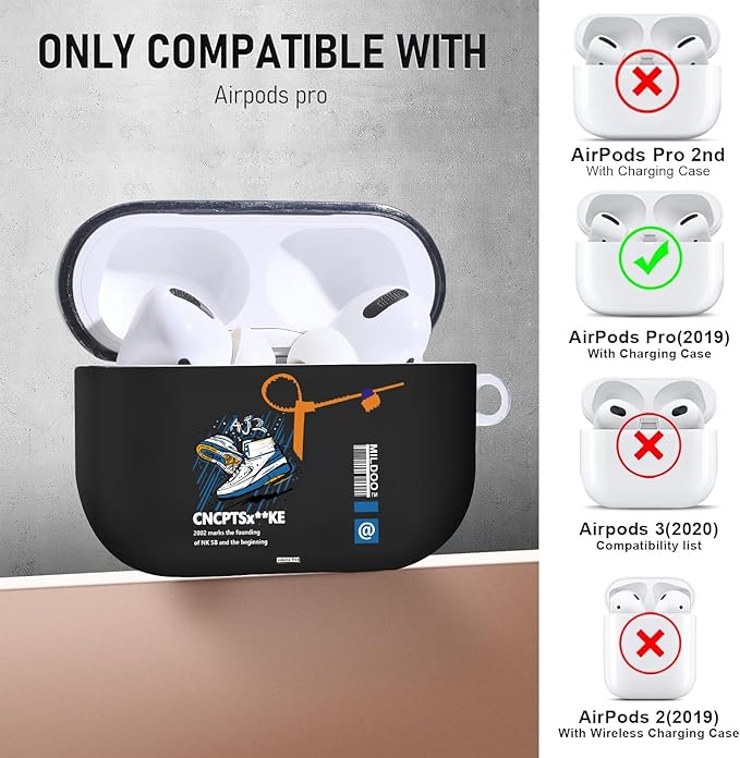 for Airpods Pro Case, Cute Cool Sports Blue Shoe Pattern TPU Soft Cases for Airpods Pro Case 1st Gen, Shockproof for Airpods Pro 2019 Case Men Women with Cleaner Kit & Keychain