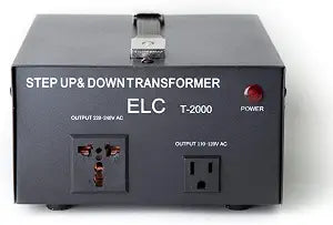 ELC T Series 2000 Watt Voltage Converter Transformer - Step Up/Down - 110v to 220v / 220v to 110v Power Converter - Circuit Breaker Protection, CE Certified [3-Years Warranty]