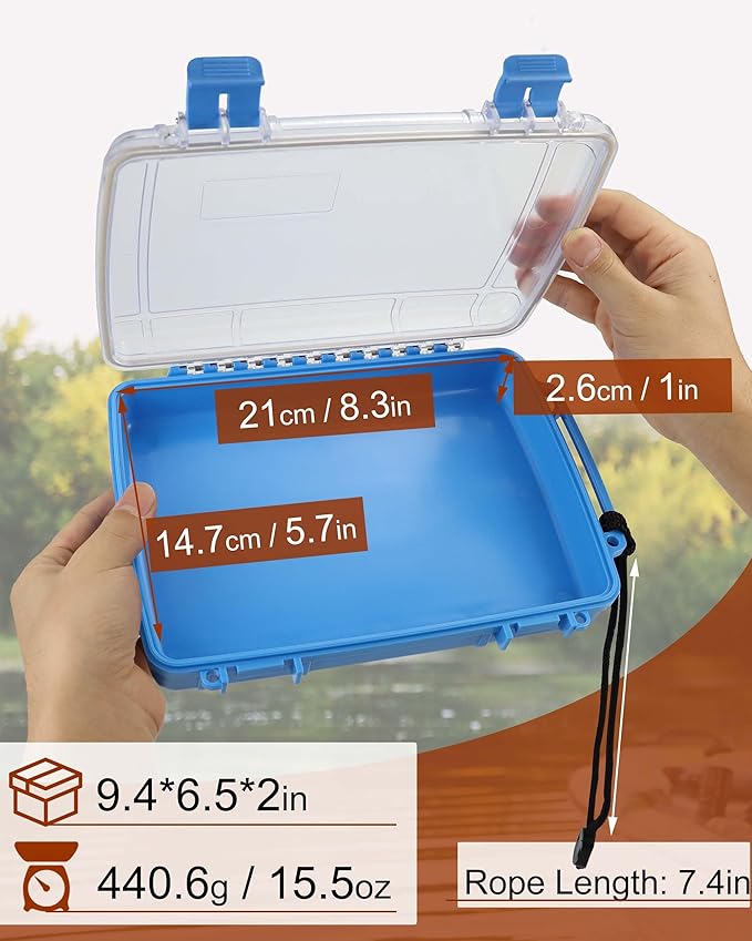 Waterproof Dry Box Watertight Storage Box Waterproof Drybox for Kayak & Boat Waterproof Containers Dry Storage Box Floating Carrying Dry Tackle Box with Rope