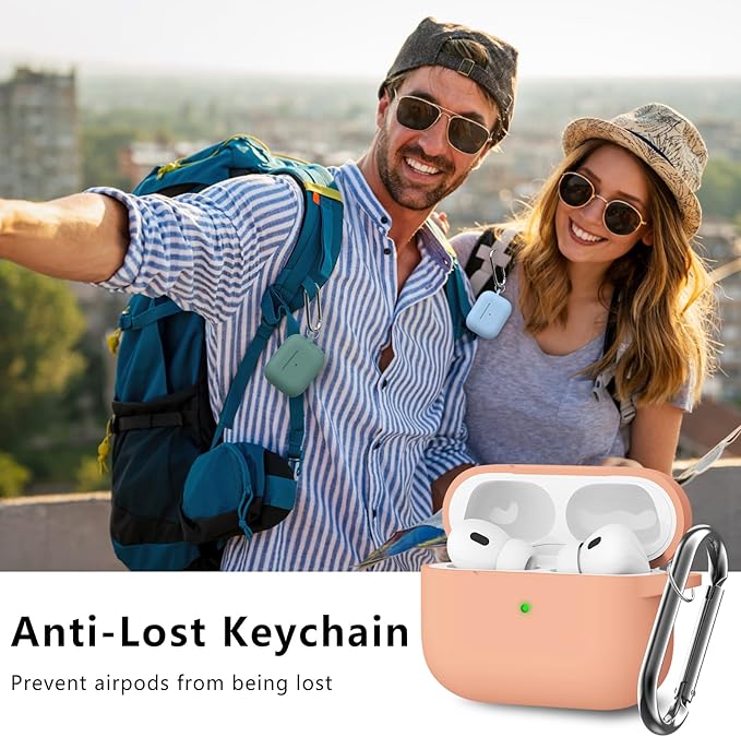 Ljusmicker for AirPods Pro Case Cover with Cleaner Kit,Soft Silicone Protective Cover for Apple AirPod Pro 2nd/1st Generation Case for Women Men,AirPods Pro 2 Case Accessories with Keychain-Salmon