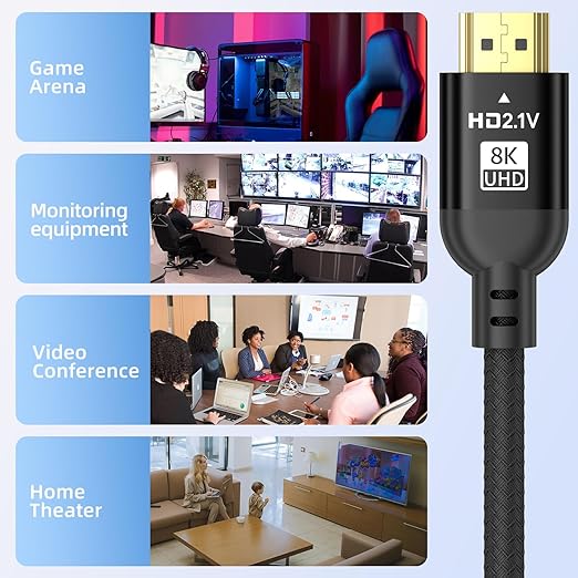 Diyanisly 8K HDMI Cable 15FT Ultra, High Speed HDMI 2.1 Cables Support 48Gbps 8K@60HZ 4K@120Hz, Ethernet Audio Video Return 3D ARC HDMI Cord for Xbox PS4/PS5 UHD RokuTV Monitor Laptop (Braided, Black)