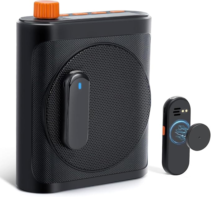 Voice Amplifier for Teachers with 2 Magnetic Lavalier Mics, Black
