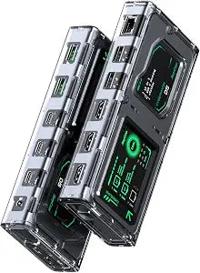RayCue CyberAxon D5 13-in-1 Multifunctional Stream Control Dock - USB C Docking Station with 2.4" Touchscreen, 3X HDMI (4K@60Hz), 100W PD, 10Gbps USB-C, Ethernet, for Mac/Windows/iPad