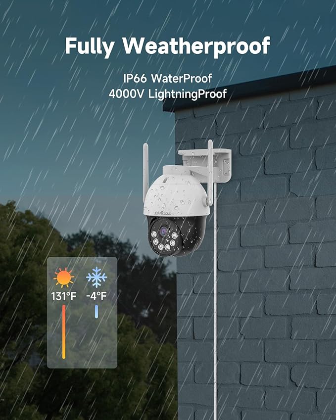 4G LTE Cellular Security Camera Wireless Outdoor, No WiFi Camera with 360° Pan Tilt Auto-Tracking, Siren Alert, Color Night Vision, 2-Way Audio, 32GB SD Card & SIM Card, IP66