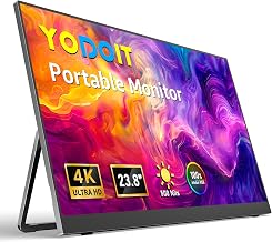 Yodoit Portable Monitor for Laptop 23.8" 4K UHD Travel Gaming Monitor Screen IPS Display with USB Type C Port and Built-in Speakers Compatible with PC, Xbox Black - Image 1