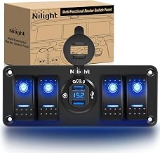 Nilight 4 Gang Rocker Switch Panel with QC3.0 Dual USB Charger Voltmeter - Image 1