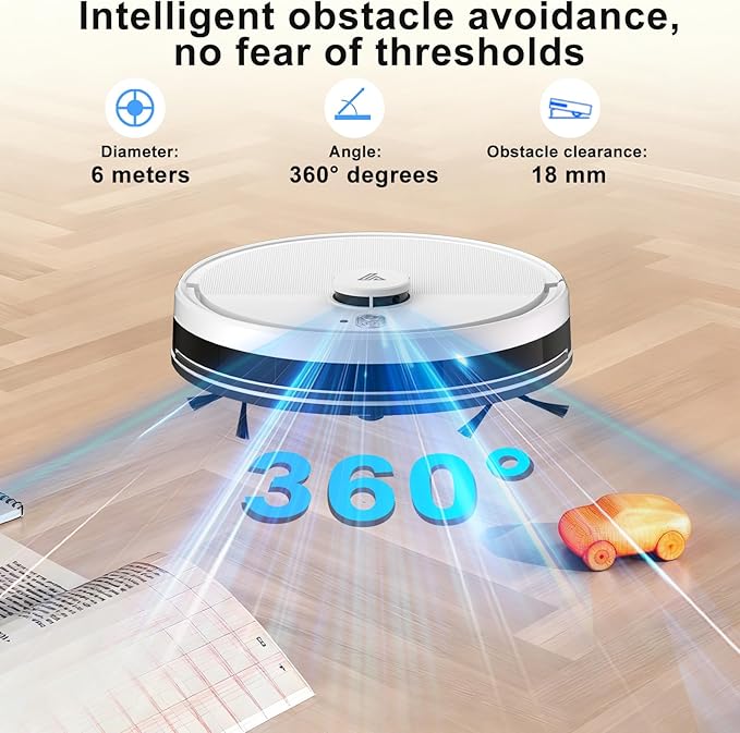 2025 Robot Vacuum and Mop Combo – LiDAR Navigation, Smart Mapping, 4000Pa Suction, 120-Min Battery, Alexa & App Control