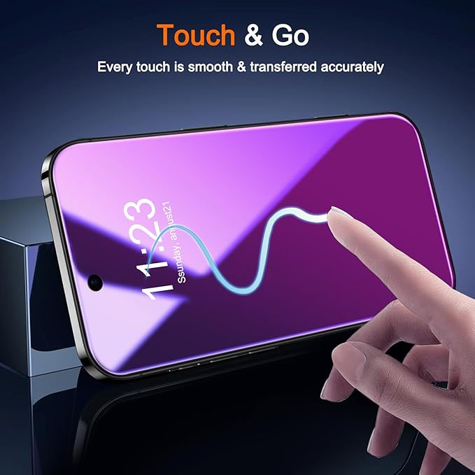 Milomdoi 3 Pack Gradient Colorful Privacy Screen Protector for iPhone Air [Anti-Blue Light Private Film for 17 Air], 3 Pacs Camera Lens Protector Accessories, Case Friendly, Tempered Glass,Purple