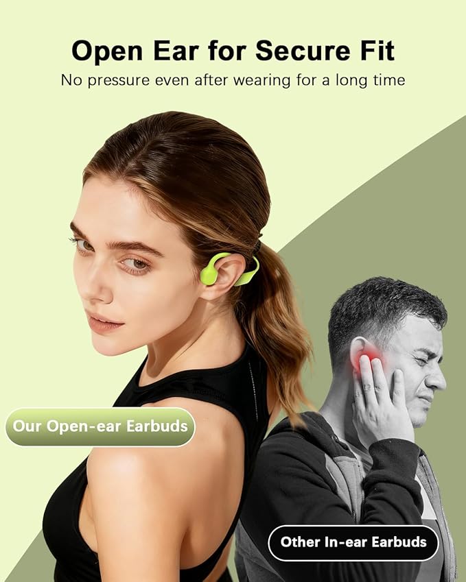 SANOTO Bone Conduction Headphones Wireless Open Ear Headphones, Lightweight Bone Conduction Earbuds IPX5 Waterproof Sport Bluetooth Earphones for Running Cycling Workout