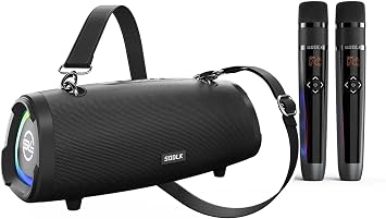 100W Peak Portable Wireless Bluetooth Speakers with Built-in Subwoofer, Booming Bass, IPX6 Waterproof, TWS Pairing, AUX, TF Card and USB Input, RGB Party Lights (Can Sync to Music)
