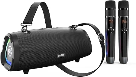 100W Peak Portable Wireless Bluetooth Speakers with Built-in Subwoofer, Booming Bass, IPX6 Waterproof, TWS Pairing, AUX, TF Card and USB Input, RGB Party Lights (Can Sync to Music)