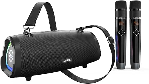 100W Peak Portable Wireless Bluetooth Speakers with Built-in Subwoofer, Booming Bass, IPX6 Waterproof, TWS Pairing, AUX, TF Card and USB Input, RGB Party Lights (Can Sync to Music)