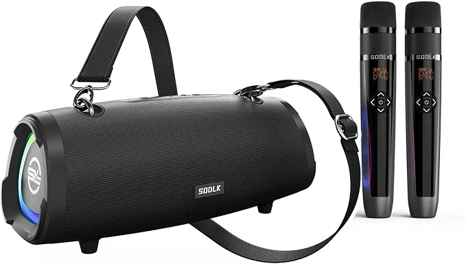 100W Peak Portable Wireless Bluetooth Speakers with Built-in Subwoofer, Booming Bass, IPX6 Waterproof, TWS Pairing, AUX, TF Card and USB Input, RGB Party Lights (Can Sync to Music)