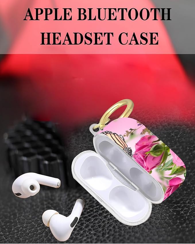 Compatible with Airpod Pro 2nd/1st Generation,Full Protection Cover for Women,Accessories Hard Case Portable & Shockproof for Airpod Pro 2nd Charging Case 2023/2022/2019(Butterfly Rose Floral)