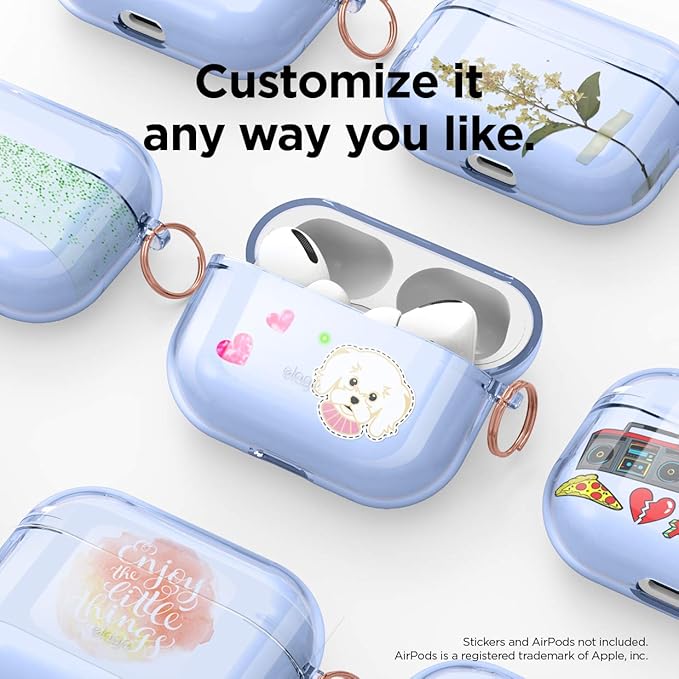 elago Compatible with AirPods Pro Case Clear - High Rating, TPU Transparent Shockproof, Protective Case Cover with Keychain, Gel Tape Included, Wireless Charging [Aqua Blue]
