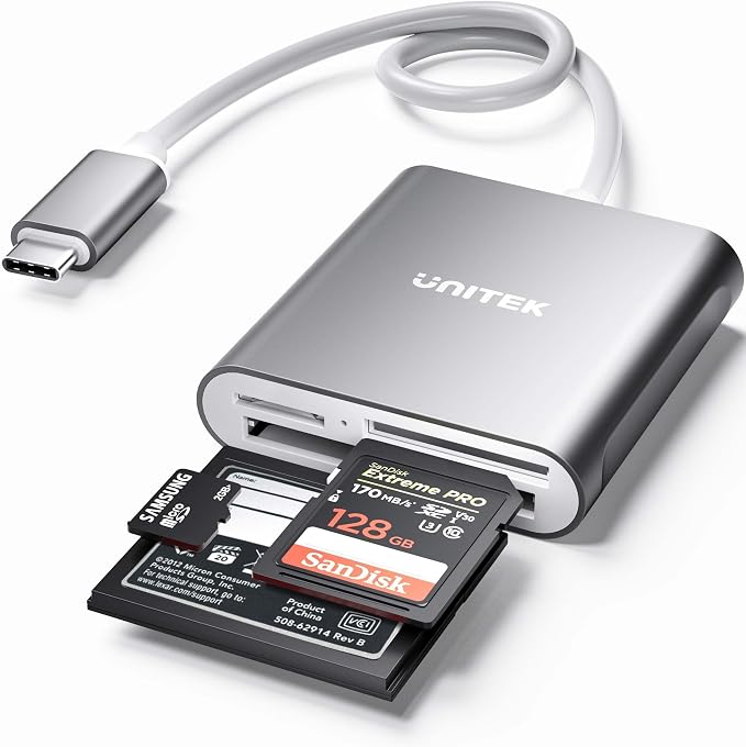 Unitek CF Card/MicroSD/SD Type-C Flash Memory Card Reader for USB C Device