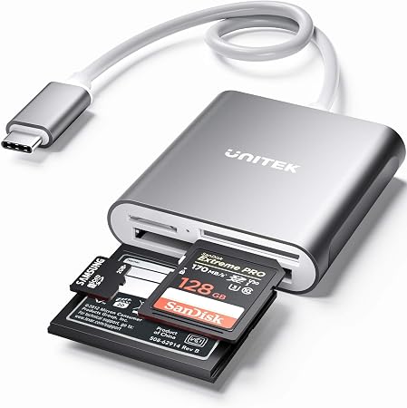 Unitek CF Card/MicroSD/SD Type-C Flash Memory Card Reader for USB C Device