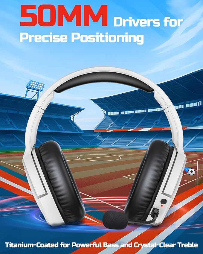 BINNUNE Xbox Wireless Gaming Headset with Mic, Lightweight Over-Ear Comfort for Long Gaming Sessions, Low Latency Wireless + Bluetooth, Flip-to-Mute Noise Cancelling Mic, 50mm Drivers, 40H Battery