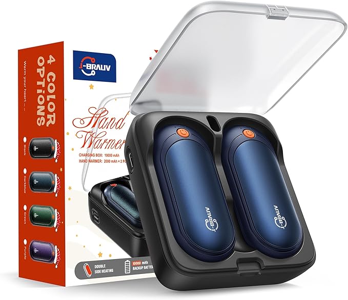 Electric Hand Warmers Rechargeable 2 Pack，24H Heating 5 Levels Heat Double Sided USB C Hand Warmer Gifts for Christmas, Outdoor, Golf, Hunting, Camping Accessories
