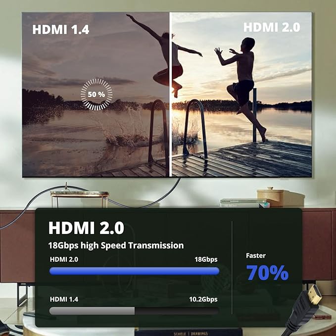 Master Cables 6.6 Foot HDMI Cable Lead Compatible with HDMI Cable for PlayStation 3 (PS3), PS4 Branded Quality Product