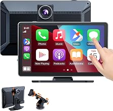 9" Portable Carplay Screen for Car, 4K Front & 1080P Rear Backup Camera
