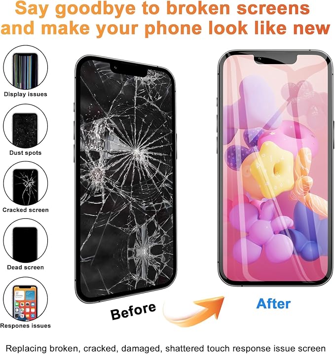 EFAITHFIX for iPhone 12 Pro Max Screen Replacement OLED [NOT LCD] 6.7 Inch Display 3D Touch Screen FHD Digitizer Assembly A2342 A2410 A2411 A2412 with Repair Tools Waterproof Adhesive Screen Protector