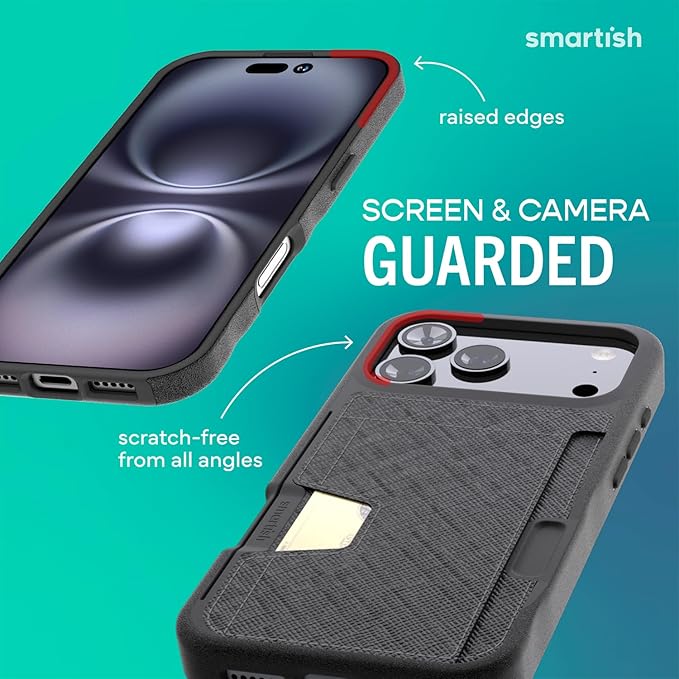 Smartish® iPhone 17 Pro Max Wallet Case + Phone Wristlet - [Slim + Protective] Phone Case Credit Card Holder + Detachable Wrist Strap Loop for Apple iPhone 17 Pro Max - Black Tie Affair