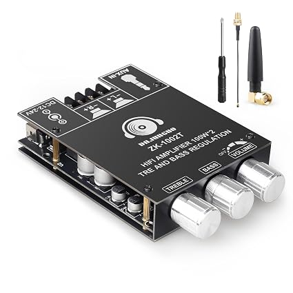ZK-1002T Bluetooth Amplifier Board 2.0 Channel 100W×2 Class D Audio Amp, TPA3116D2, AUX & Bluetooth Input, DC 12–24V for DIY Speakers with Antenna
