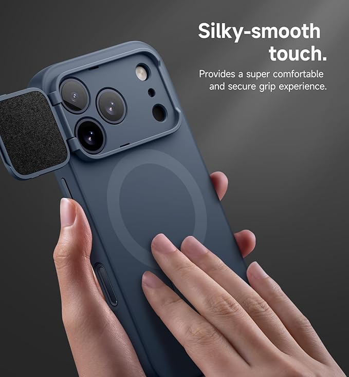 SURITCH for iPhone 17 Pro Max Case with Camera Control Cover, Camera Cover and Adjustable Kickstand, Compatible with MagSafe, Shockproof Bumper Protective Cases 6.9 Inch, Blue