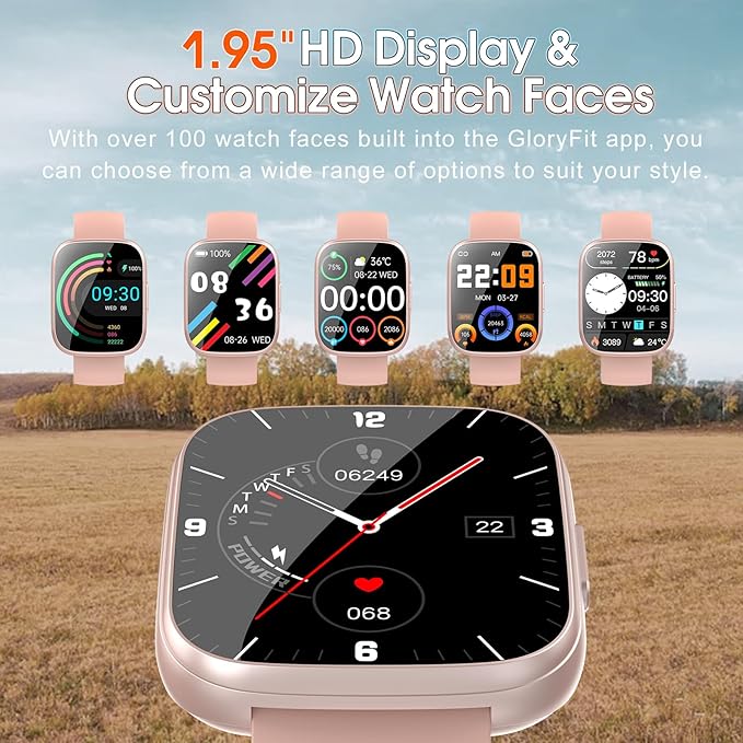 Smart Watch for Men Women(Answer/Make Calls), 1.95" HD Touch Screen Fitness Watch with Sleep Heart Rate Monitor, 110+ Sports Modes, IP68 Waterproof Activity Trackers Compatible Android iOS (Pink)