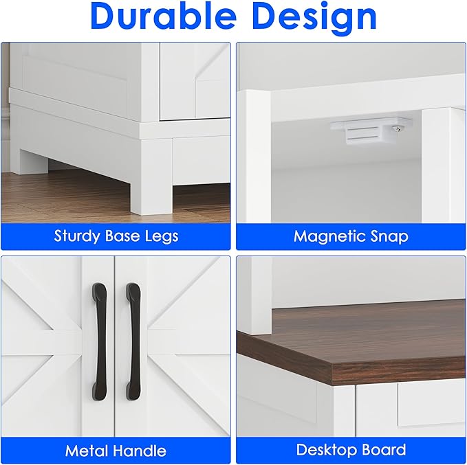 69.3" Tall Kitchen Pantry Cabinet with Door, Drawer and Storage Shelves, Large Storage Cabinet, Buffet Cupboard, Kitchen Hutch with Wide Countertop and Charge Holes for Home Office Use, White