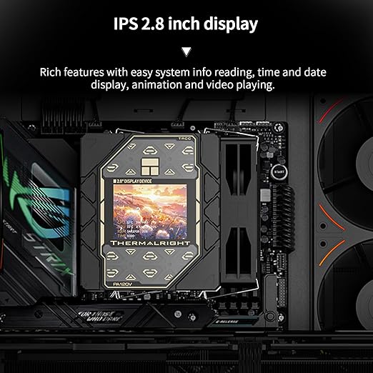 Thermalright Peerless Assassin 120 Vision Black CPU Cooler, PC Heatsink Cooler 6 Heat Pipes, 2.8’’ Magnetic Display Screen with 320x240 Resolution,for AM4/AM5,Intel LGA1700/1851/115x