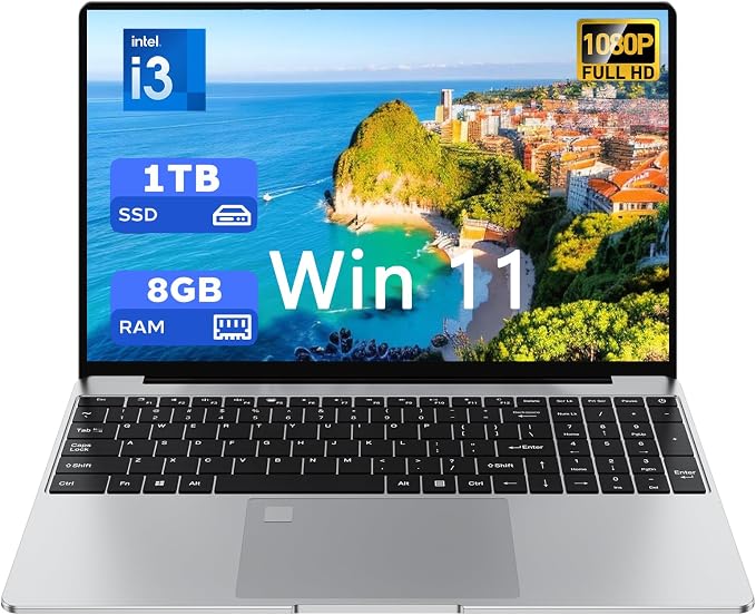 15.6'' Laptop for Windows 11, Core i3-6006U, 8GB RAM 1TB SSD