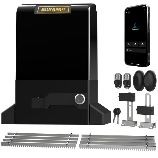 Blütezeit 4000lb WiFi Sliding Gate Opener, Smart App Control 1HP Automatic Slide Gate Motor, Rack Drive Gate Operator for Gates up to 40ft, Includes 13.12ft Racks, 2 Remotes, IR Sensor & Hardware Kit