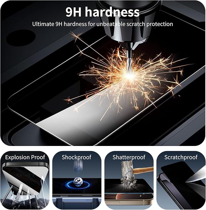 Privacy Screen Protector for Samsung Galaxy A54, Anti-Spy Tempered Glass, Double Shatterproof 9H Hardness, Dark Privacy Protection, Anti-Scratch Impact Resistant Screen Cover for Daily Use - 3 Pack
