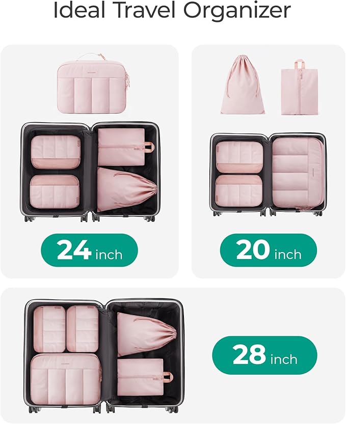 BAGSMART Compression Packing Cubes for Travel, 6 Set/5 Set/4 Set, Compression Suitcase Organizer Bags Set for Suitcases Travel Essentials, Lightweight Packing Organizers