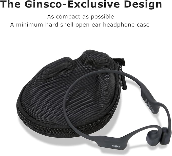 Ginsco Universal Bone Conduction Headphone Case Compatible with SHOKZ New OpenRun Pro 2/Pro 2 Mini/OpenRun/OpenSwim Open-Ear Sport Headphones, Compatible with MRYTKY/BAICLUD/CXK/Ogogrs etc (Black)
