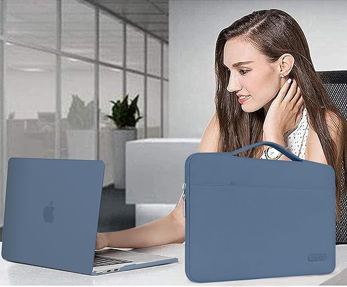 MOSISO Compatible with MacBook Air 13 inch Case M5 2026 M4 2025 M3 M2 2024-2022 A3449 A3240 A3113 A2681,Hard Shell&Sleeve Bag&Keyboard Skin&Webcam Cover&ScreenFilm for MacBook Air 13.6, Steel Blue
