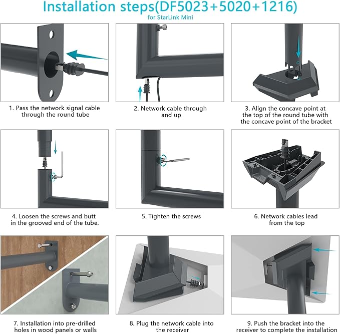 360° Adjustable Starlink Wall Mount , Compatible with Starlink Gen 3/V2/Mini,for Pole, Roof , Long Wall Mount,Starlink Pole Bracket and Mounting Kit Accessories