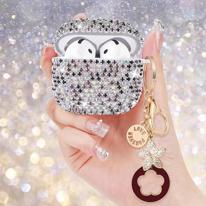 VISOOM Bling Jewelry Case for Airpods 4 Cases 2024 Cover Women, Sparkly Diamond Air Pods 4 Gen Case Glitter Rhinestone Airpod Cases 4th Generation iPods 4 Cas with Keychain for iPod Earbud Airpod 4th