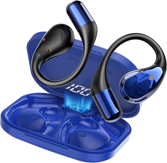 Open-Ear Headphones, Bluetooth 6.0 Wireless Earbuds Powerful Sound, 40H Open Ear Earbuds with ENC Mic, Adjustable Ear Hooks/IP7 Waterproof, Sage Blue