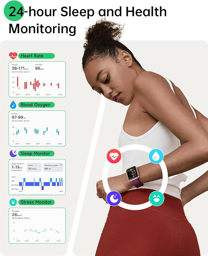 Smart Watches for Women (Android & iPhones), 1.83" HD Alexa Built-in Smart Wacth With Heart Rate Monitor, Sleep/Step Tracker, 120+ Sport Modes Fitness Tracker Watch for Women, 3ATM Waterproof Watch
