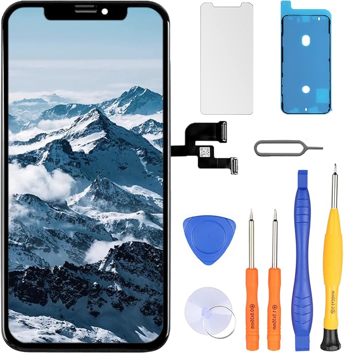 LL TRADER Screen Replacement for iPhone Xs LCD 5.8'' Retina FHD Display COF Touch Screen Digitiser with Repair Tool Kits, Waterproof Tape, Screen Protector