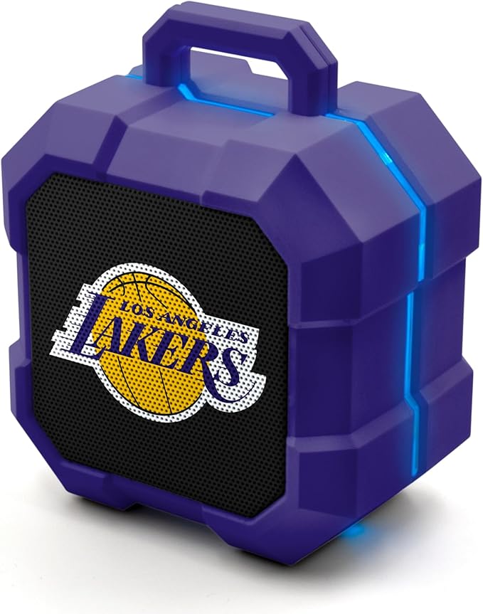 SOAR NBA Shockbox LED Wireless Bluetooth Speaker - Water Resistant IPX4, 5.0 Bluetooth with Over 5 Hours of Play Time - Small Portable Speaker - Officially Licensed NBA, Perfect Home & Outdoor Speaker