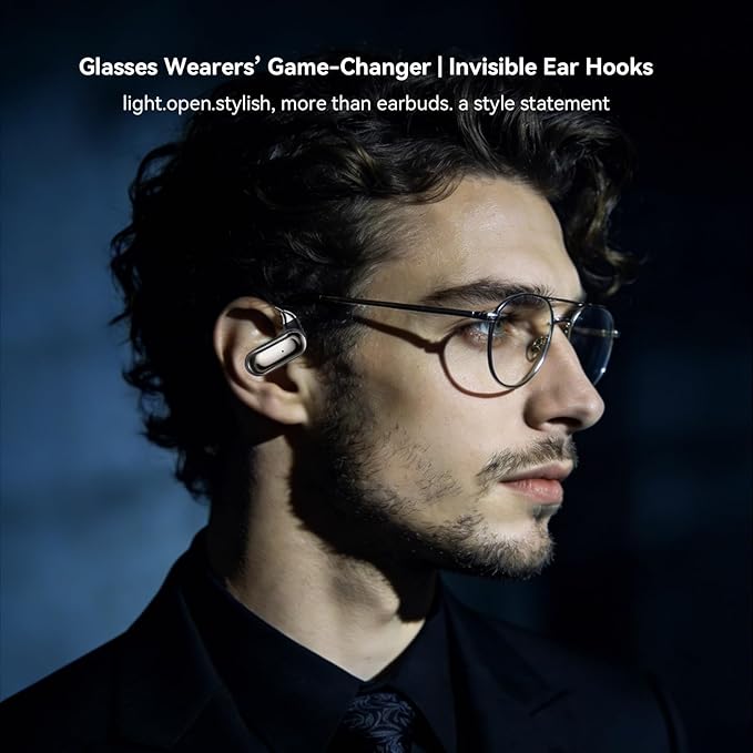 Over Open Ear Earbuds Wireless Bluetooth Open Ear Headphones Air Conduction Earbuds that Don't go in Your Ear with Over-Ear Hooks Running Headphones