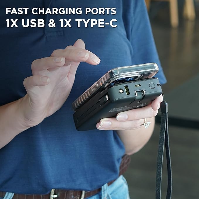 Limitless Innovations Ultimate Pro 15,000mAh Portable Power Bank PD 20W with Built-in Cables, Wireless Charging, Flashlight, Wall Plug, & Digital Display, for iPhone, Samsung, & More (Black Metallic)
